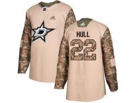 Men Adidas Dallas Stars #22 Brett Hull Camo Veterans Day Practice NHL Jersey