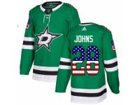 Men Adidas Dallas Stars #28 Stephen Johns Green USA Flag Fashion NHL Jersey