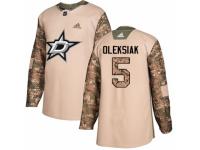 Men Adidas Dallas Stars #5 Jamie Oleksiak Camo Veterans Day Practice NHL Jersey