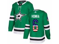 Men Adidas Dallas Stars #6 Julius Honka Green USA Flag Fashion NHL Jersey
