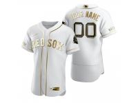 Men Boston Red Sox Custom Nike White Golden Edition Jersey