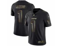 Men Carolina Panthers #1 Cam Newton Black Golden Edition 2019 Vapor Untouchable Limited Jersey