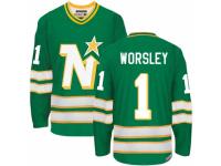 Men CCM Dallas Stars #1 Gump Worsley Premier Green Throwback NHL Jersey