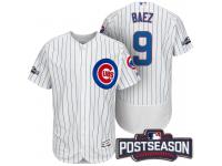 Men Chicago Cubs Javier Baez #9 NL Central Champions White 2016 Postseason Patch Flex Base Jersey