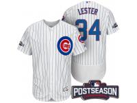 Men Chicago Cubs Jon Lester #34 NL Central Champions White 2016 Postseason Patch Flex Base Jersey