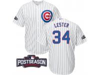 Men Chicago Cubs Jon Lester #34 NL Central Division Champions White 2016 Postseason Patch Cool Base Jersey