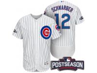 Men Chicago Cubs Kyle Schwarber #12 NL Central Champions White 2016 Postseason Patch Flex Base Jersey