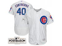 Men Chicago Cubs Willson Contreras #40 White 2017 Postseason Patch Flex Base Jersey