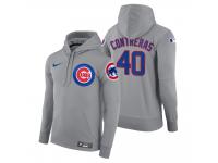 Men Chicago Cubs Willson Contreras Nike Gray Road Hoodie
