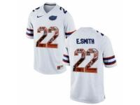Men Florida Gators #22 E.Smith White With Portrait Print College Football Jersey