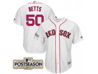Men Mookie Betts #50 Boston Red Sox 2017 Postseason White Cool Base Jersey