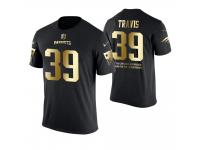 Men New England Patriots Damarius Travis #39 Metall Dark Golden Special Limited Edition With Message T-Shirt