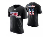 Men New England Patriots Julian Edelman #11 Stars and Stripes 2018 Independence Day American Flag T-Shirt