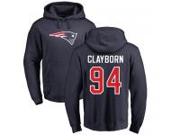 Men Nike Adrian Clayborn Navy Blue Name & Number Logo - NFL New England Patriots #94 Pullover Hoodie