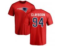 Men Nike Adrian Clayborn Red Name & Number Logo - NFL New England Patriots #94 T-Shirt