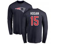 Men Nike Chris Hogan Navy Blue Name & Number Logo - NFL New England Patriots #15 Long Sleeve T-Shirt