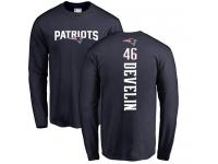 Men Nike James Develin Navy Blue Backer - NFL New England Patriots #46 Long Sleeve T-Shirt