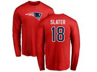 Men Nike Matthew Slater Red Name & Number Logo - NFL New England Patriots #18 Long Sleeve T-Shirt