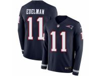Men Nike New England Patriots #11 Julian Edelman Limited Navy Blue Therma Long Sleeve NFL Jersey