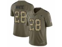 Men Nike New England Patriots #28 James White Limited Olive/Camo 2017 Salute to Service NFL Jersey
