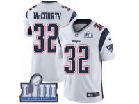 Men Nike New England Patriots #32 Devin McCourty White Vapor Untouchable Limited Player Super Bowl LIII Bound NFL Jersey
