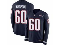Men Nike New England Patriots #60 David Andrews Limited Navy Blue Therma Long Sleeve NFL Jersey
