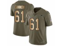 Men Nike New England Patriots #61 Marcus Cannon Limited Olive/Gold 2017 Salute to Service NFL Jersey