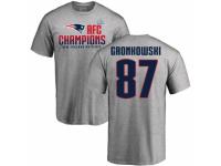 Men Nike New England Patriots #87 Rob Gronkowski Heather Gray 2017 AFC Champions V-Neck T-Shirt