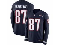Men Nike New England Patriots #87 Rob Gronkowski Limited Navy Blue Therma Long Sleeve NFL Jersey