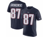Men Nike New England Patriots #87 Rob Gronkowski Navy Blue Rush Pride Name & Number T-Shirt