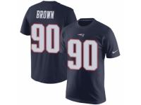 Men Nike New England Patriots #90 Malcom Brown Navy Blue Rush Pride Name & Number T-Shirt