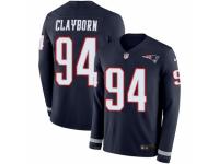 Men Nike New England Patriots #94 Adrian Clayborn Limited Navy Blue Therma Long Sleeve NFL Jersey