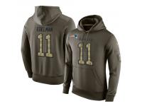 Men Nike NFL New England Patriots #11 Julian Edelman Olive Salute To Service KO Performance Hoodie