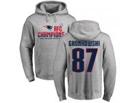 Men Nike Rob Gronkowski Heather Gray 2017 AFC Champions - NFL New England Patriots #87 Pullover Hoodie