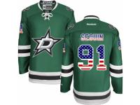 Men Reebok Dallas Stars #91 Tyler Seguin Premier Green USA Flag Fashion NHL Jersey