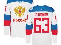 Men Team Russia #63 Evgenii Dadonov 2016 World Cup of Hockey White Adidas Jerseys