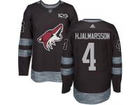 Men's Adidas Niklas Hjalmarsson Authentic Black NHL Jersey Arizona Coyotes #4 1917-2017 100th Anniversary