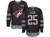 Men's Adidas Thomas Steen Authentic Black NHL Jersey Arizona Coyotes #25 1917-2017 100th Anniversary