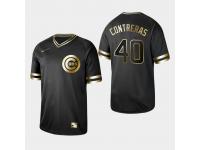 Men's Cubs 2019 Black Golden Edition Willson Contreras V-Neck Stitched Jersey