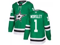 Men's Dallas Stars #1 Gump Worsley adidas Kelly Green Authentic Jersey
