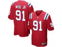 Men's Game Deatrich Wise Jr #91 Nike Red Alternate Jersey - NFL New England Patriots