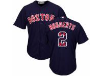 Men's Majestic Boston Red Sox #2 Xander Bogaerts Navy Blue Team Logo Fashion Cool Base MLB Jersey