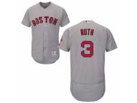 Men's Majestic Boston Red Sox #3 Babe Ruth Grey Flexbase Authentic Collection MLB Jersey