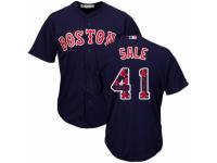 Men's Majestic Boston Red Sox #41 Chris Sale Navy Blue Team Logo Fashion Cool Base MLB Jersey