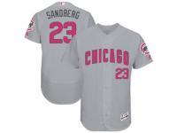 Men's Majestic Chicago Cubs #23 Ryne Sandberg Grey Mother's Day Flexbase Authentic Collection MLB Jersey