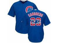 Men's Majestic Chicago Cubs #23 Ryne Sandberg Royal Blue Team Logo Fashion Cool Base MLB Jersey