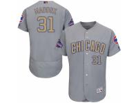 Men's Majestic Chicago Cubs #31 Greg Maddux Authentic Gray 2017 Gold Champion Flex Base MLB Jersey