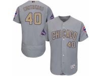 Men's Majestic Chicago Cubs #40 Willson Contreras Gray 2017 Gold Champion Flexbase Authentic Collection MLB Jersey
