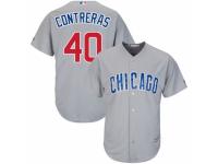 Men's Majestic Chicago Cubs #40 Willson Contreras Grey Road Cool Base MLB Jersey