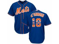 Men's Majestic New York Mets #18 Travis d'Arnaud Royal Blue Team Logo Fashion Cool Base MLB Jersey